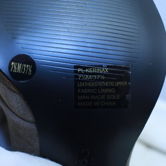 BCBG Paris Size 7.5 Brown Suede KERINAX Buckle Stacked Heel Ankle Boots EUC - Picture 8 of 12